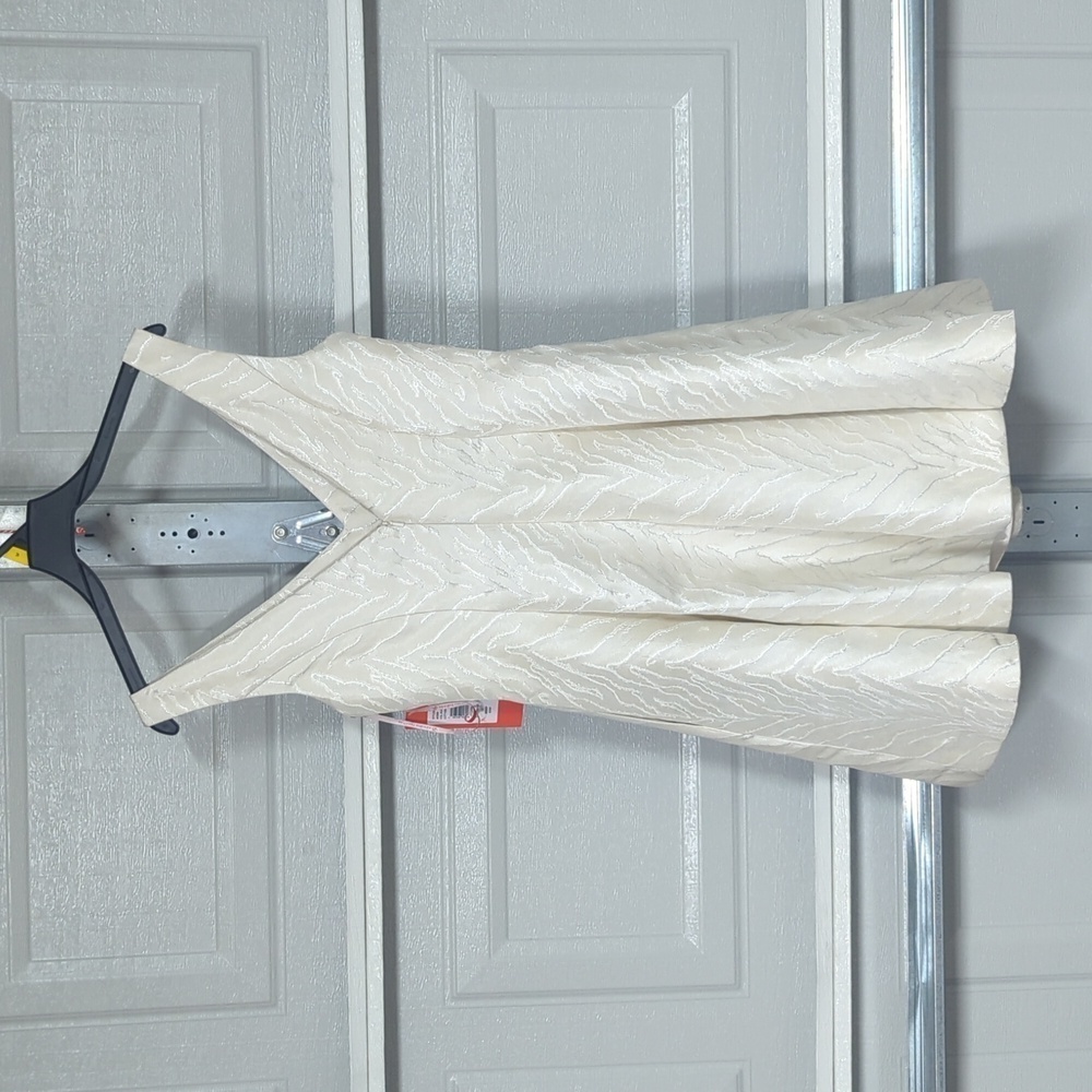 MONIQUE LHUILLIER white and silver Women's dress size 10. - Picture 2 of 16